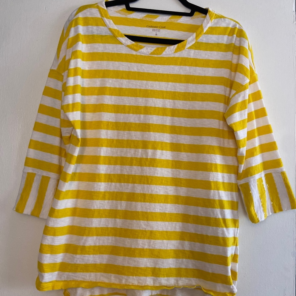 Yellow & White Striped Women's Top - Casual Breton Tee